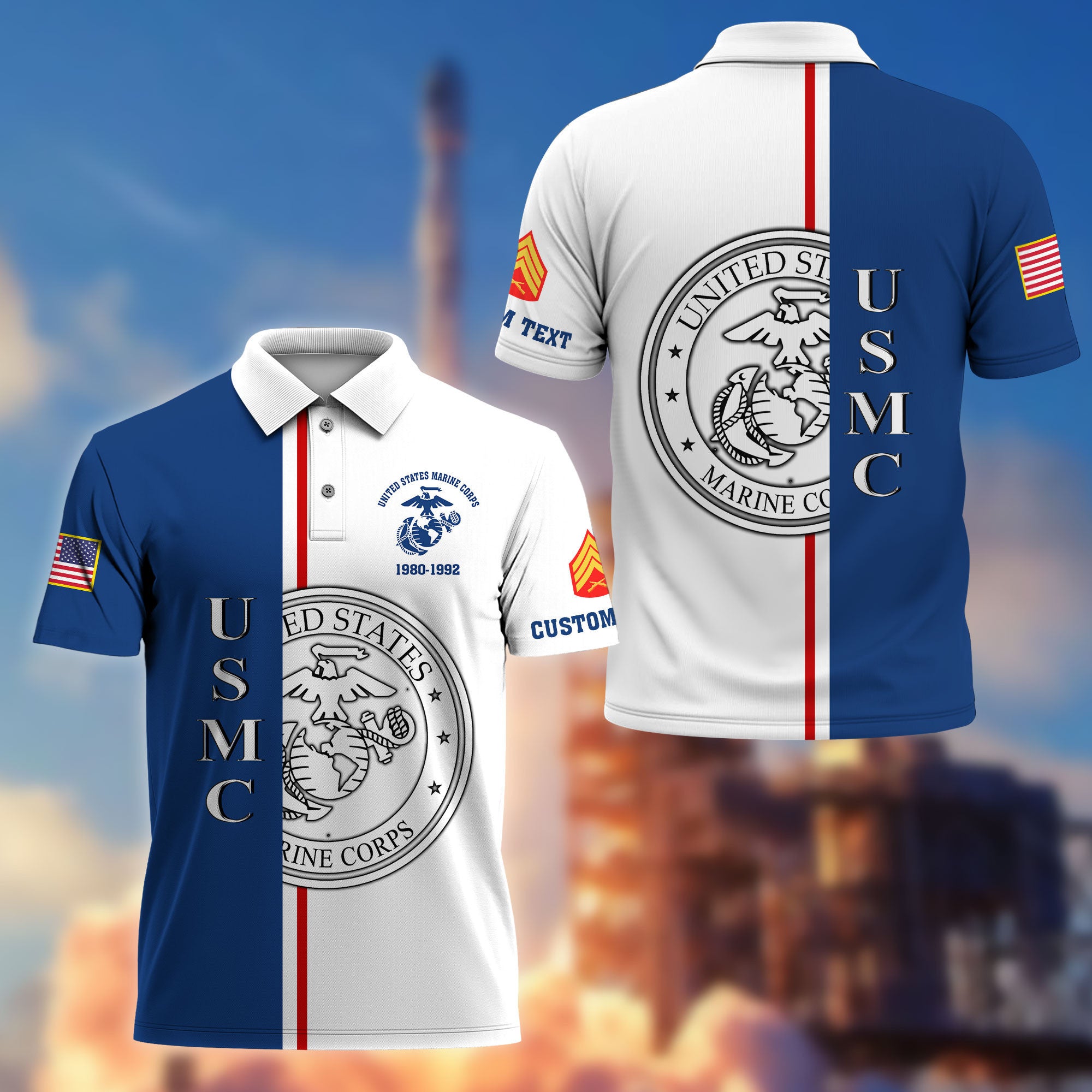 Unique Custom Name, Rank, Year, USMC Polo Shirt VPVC214703, Gifts For Marine Veteran, Best Gifts On Father's Day, Independence Day, Veterans Day.