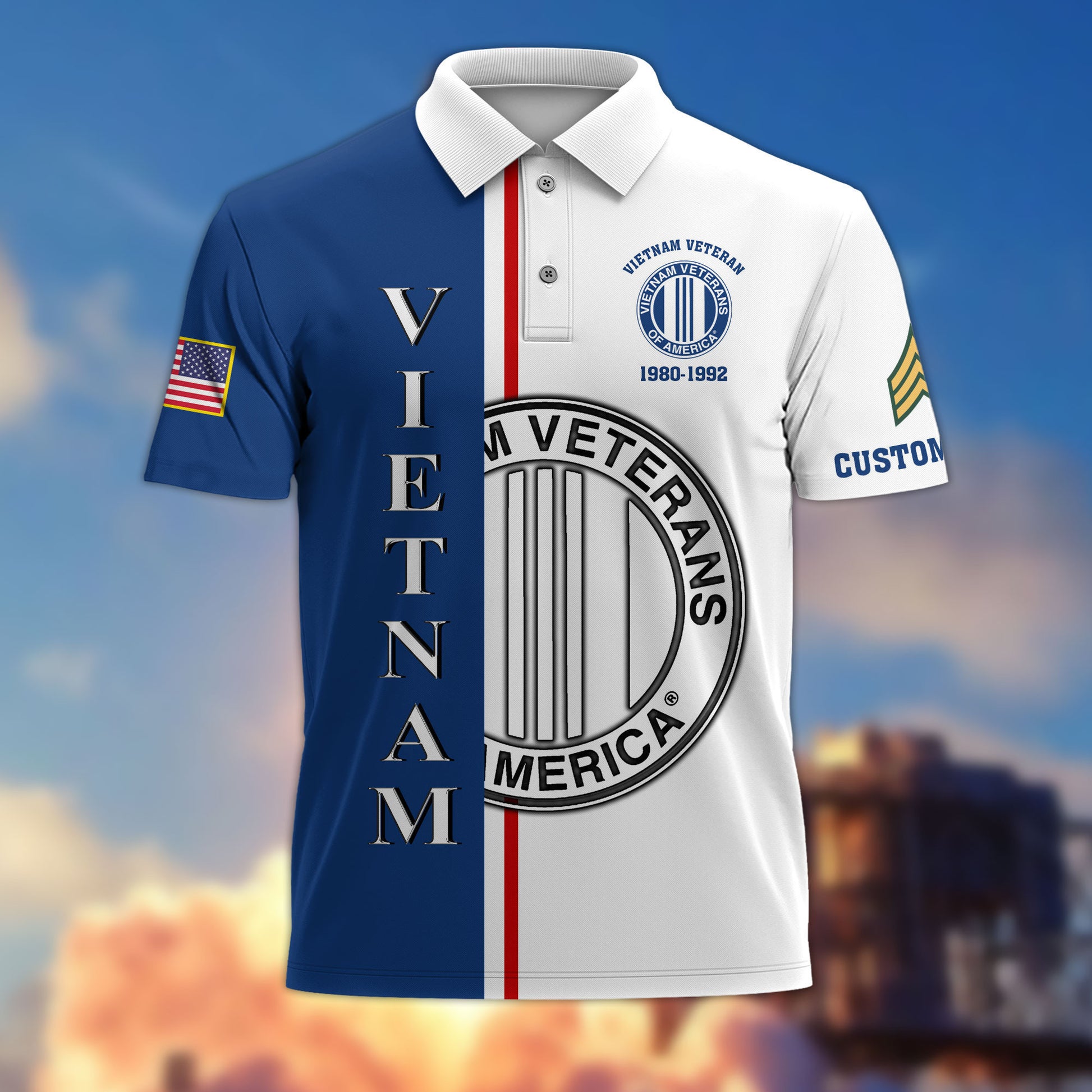 Unique Custom Name, Rank, Year, Vietnam Veteran Polo Shirt VPVC214706, Gifts For Vietnam Veteran, Best Gifts On Father's Day, Independence Day, Veterans Day.