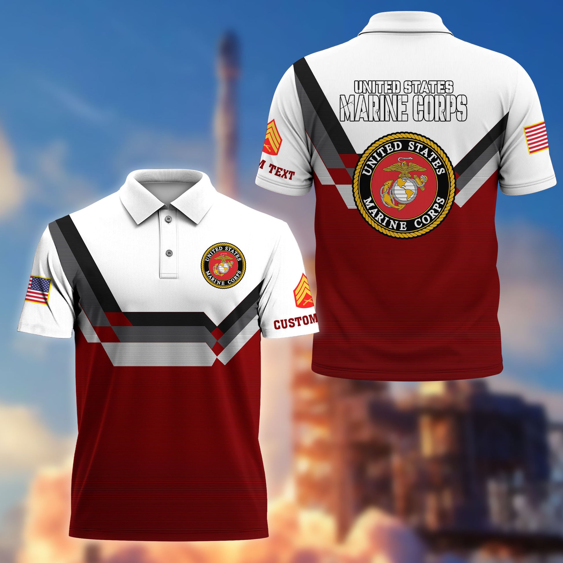 USMC Custom Polo Shirt VPVC214803, Gifts For Marine Veteran, Best Gifts On Father's Day, Armed Forces Day, Independence Day, Veterans Day.