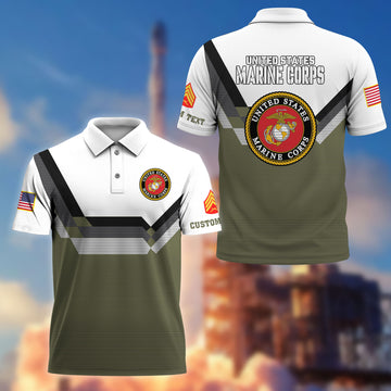 USMC Custom Polo Shirt VPVC214811, Gifts For Marine Veteran, Best Gifts On Father's Day, Armed Forces Day, Independence Day, Veterans Day.