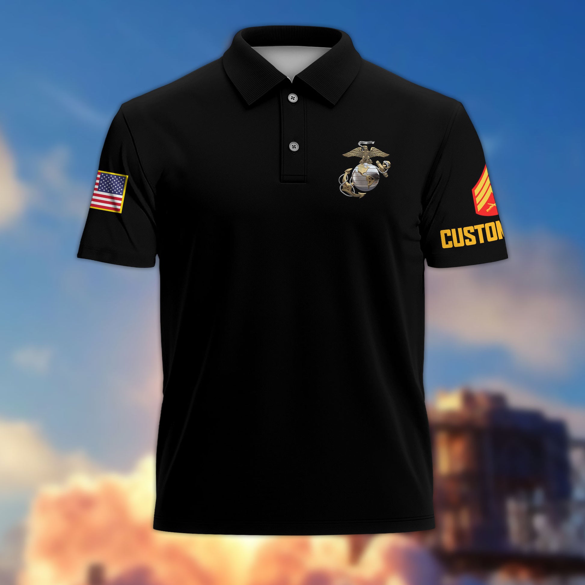 Unique Custom Name, Rank, Year, USMC Polo Shirt VPVC215103, Gifts For Marine Veteran, Best Gifts On Father's Day, Independence Day, Veterans Day.