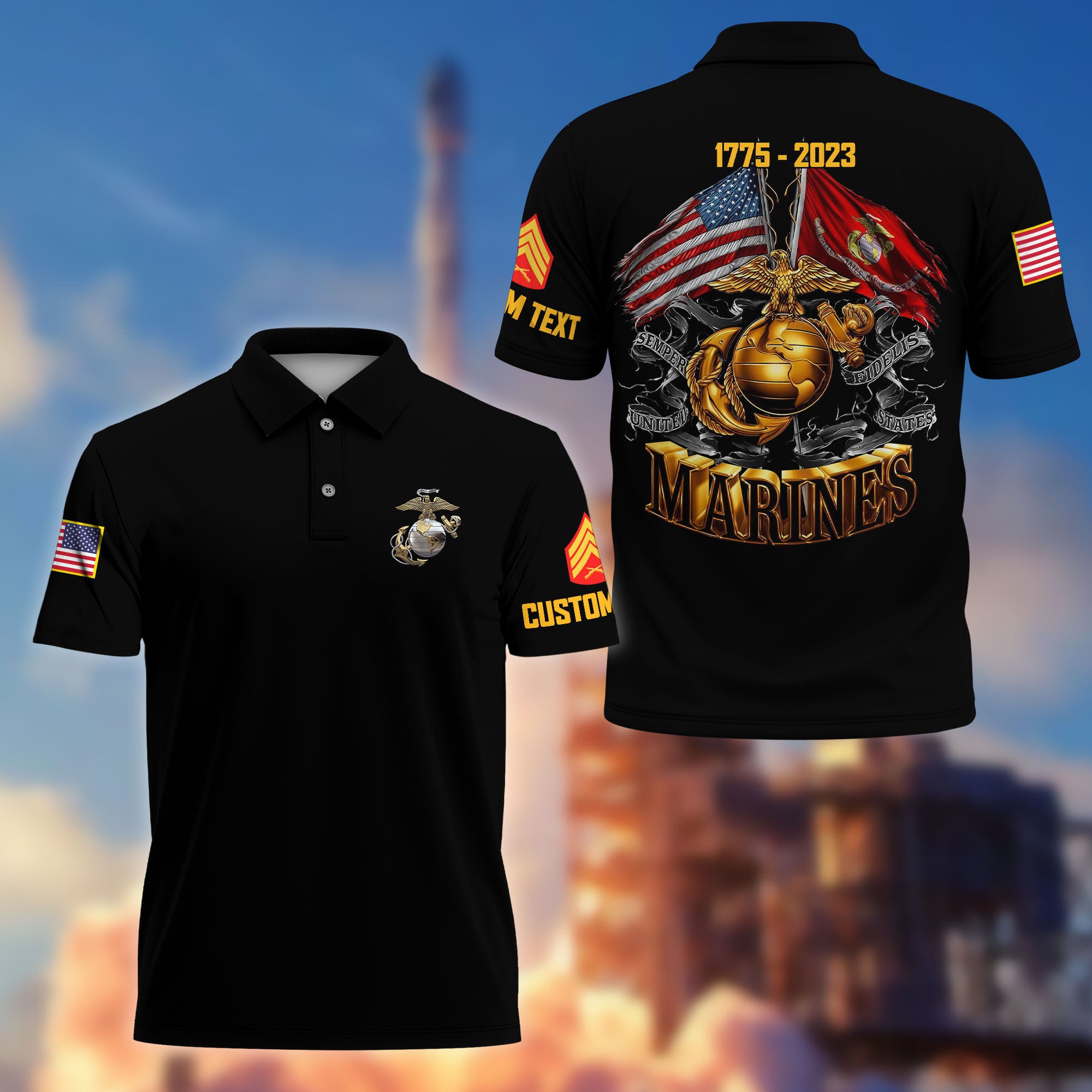Unique Custom Name, Rank, Year, USMC Polo Shirt VPVC215103, Gifts For Marine Veteran, Best Gifts On Father's Day, Independence Day, Veterans Day.