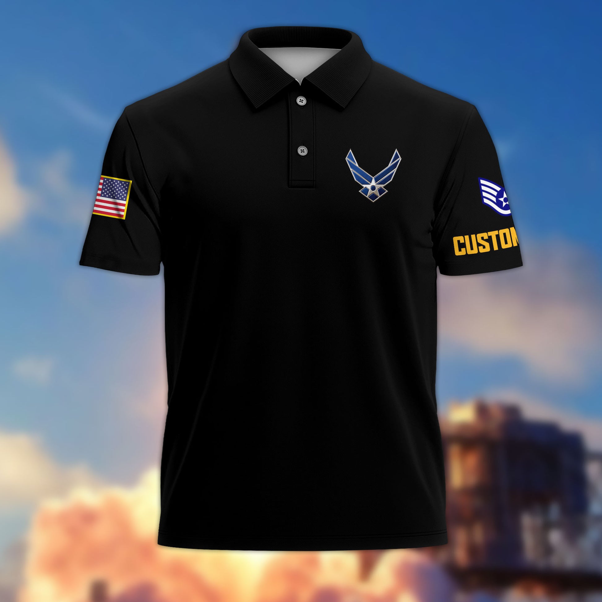 Unique Custom Name, Rank, Year USAF Polo Shirt VPVC215104, Gifts For Air Force Veteran, Best Gifts On Father's Day, Independence Day, Veterans Day.