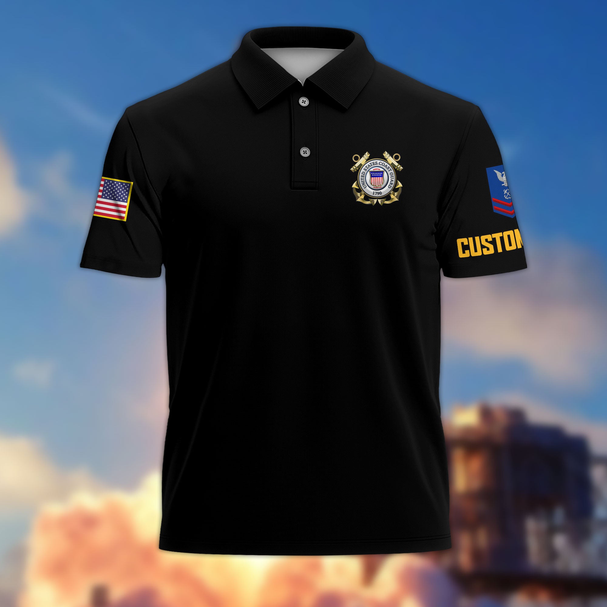 Unique Custom Name, Rank, Year, USCG Polo Shirt VPVC215105, Gifts For Coast Guard Veteran, Best Gifts On Father's Day, Independence Day, Veterans Day.