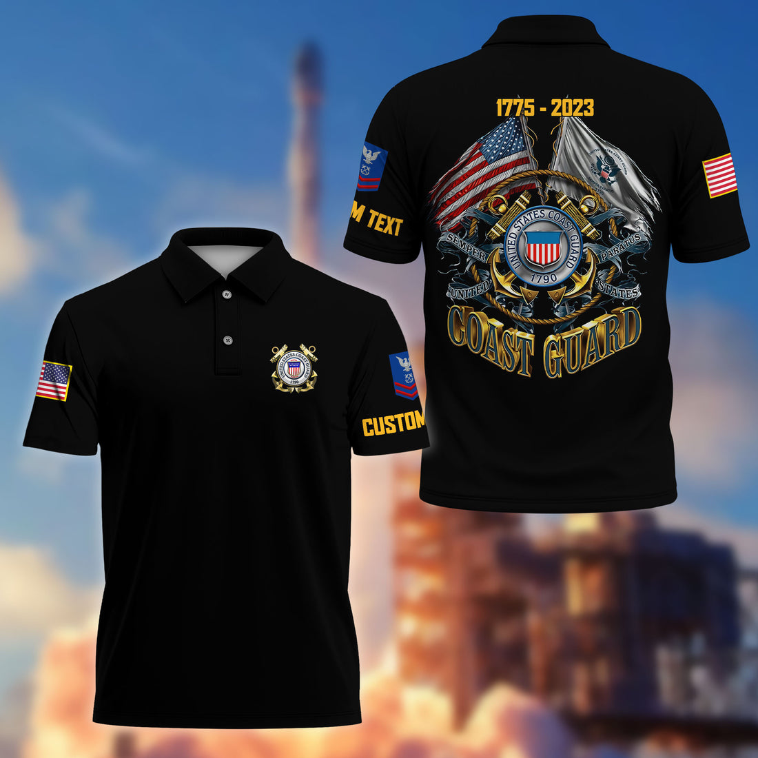 Unique Custom Name, Rank, Year, USCG Polo Shirt VPVC215105, Gifts For Coast Guard Veteran, Best Gifts On Father's Day, Independence Day, Veterans Day.