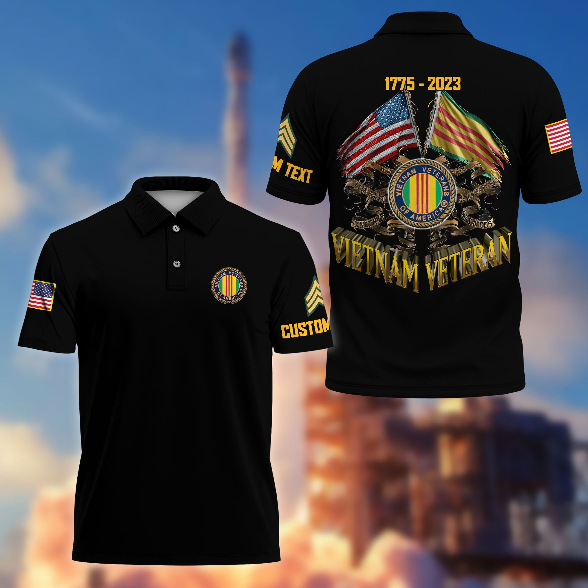 Unique Custom Name, Rank, Year, Vietnam Veteran Polo Shirt VPVC215106, Gifts For Vietnam Veteran, Best Gifts On Father's Day, Independence Day, Veterans Day.