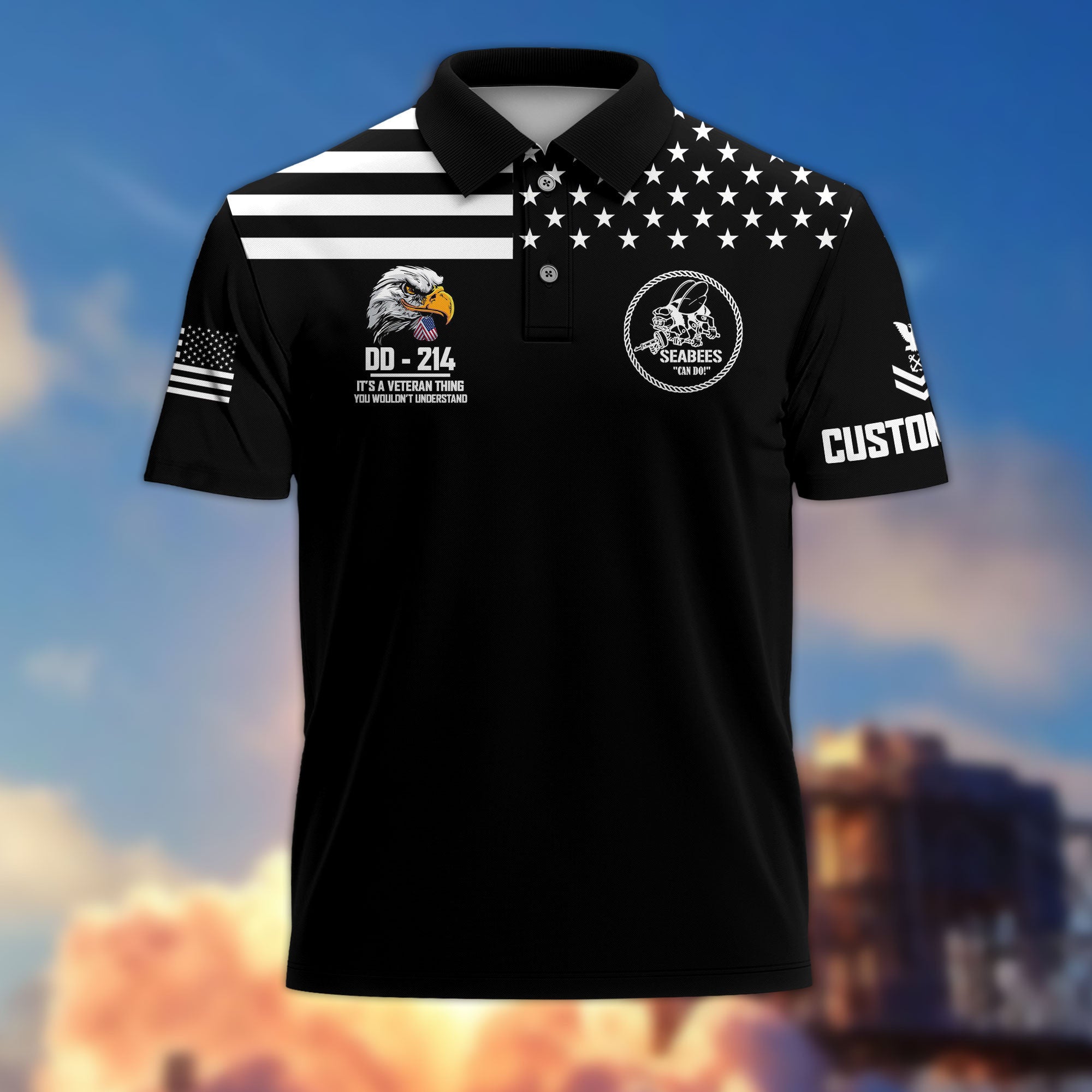 US Seabees Custom Polo Shirt VPVC215209, Gifts For Seabees Veteran, Best Gifts On Father's Day, Armed Forces Day, Independence Day, Veterans Day.