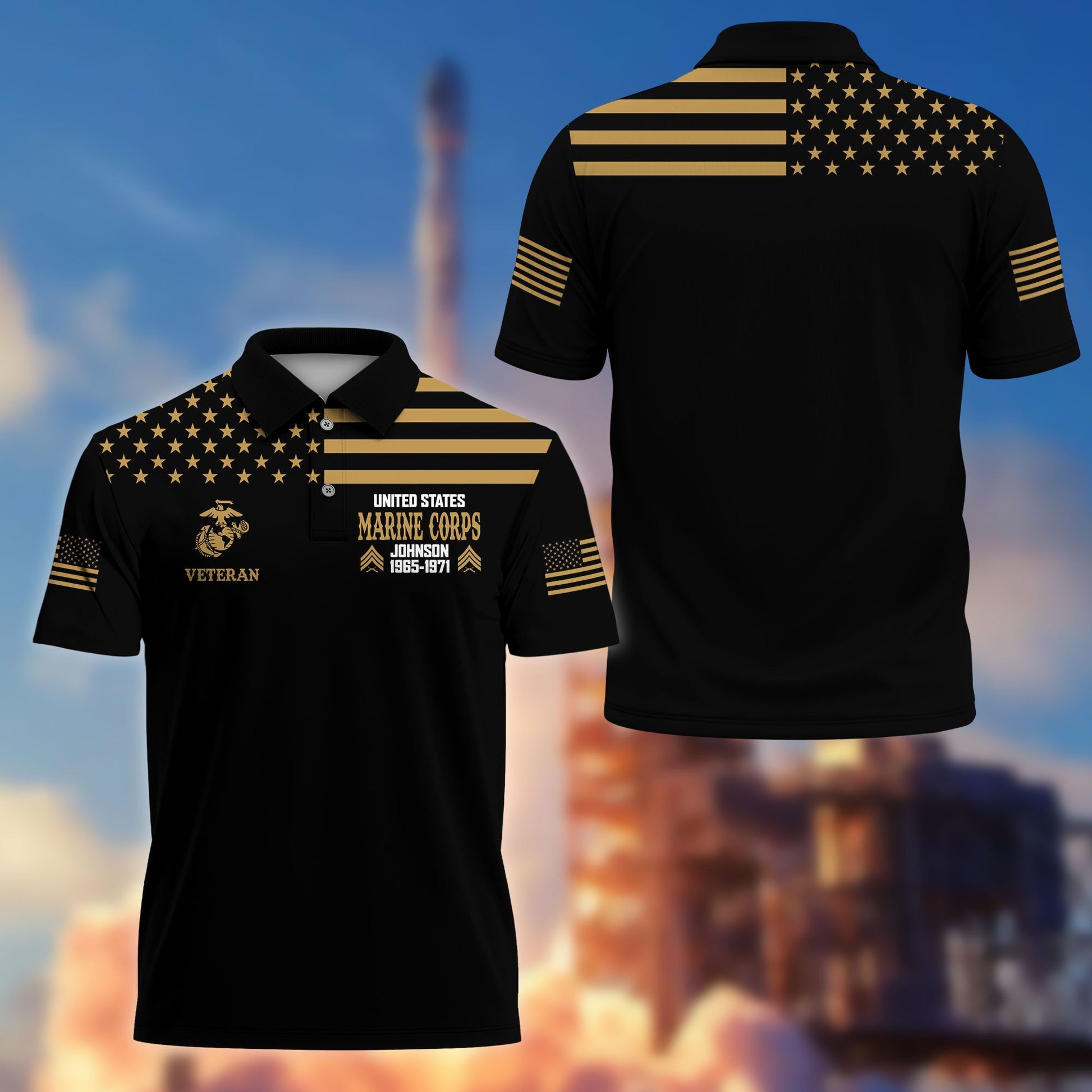 Unique Custom Name, Rank, Year, USMC Polo Shirt VPVC215503, Gifts For Marine Veteran, Best Gifts On Father's Day, Independence Day, Veterans Day.