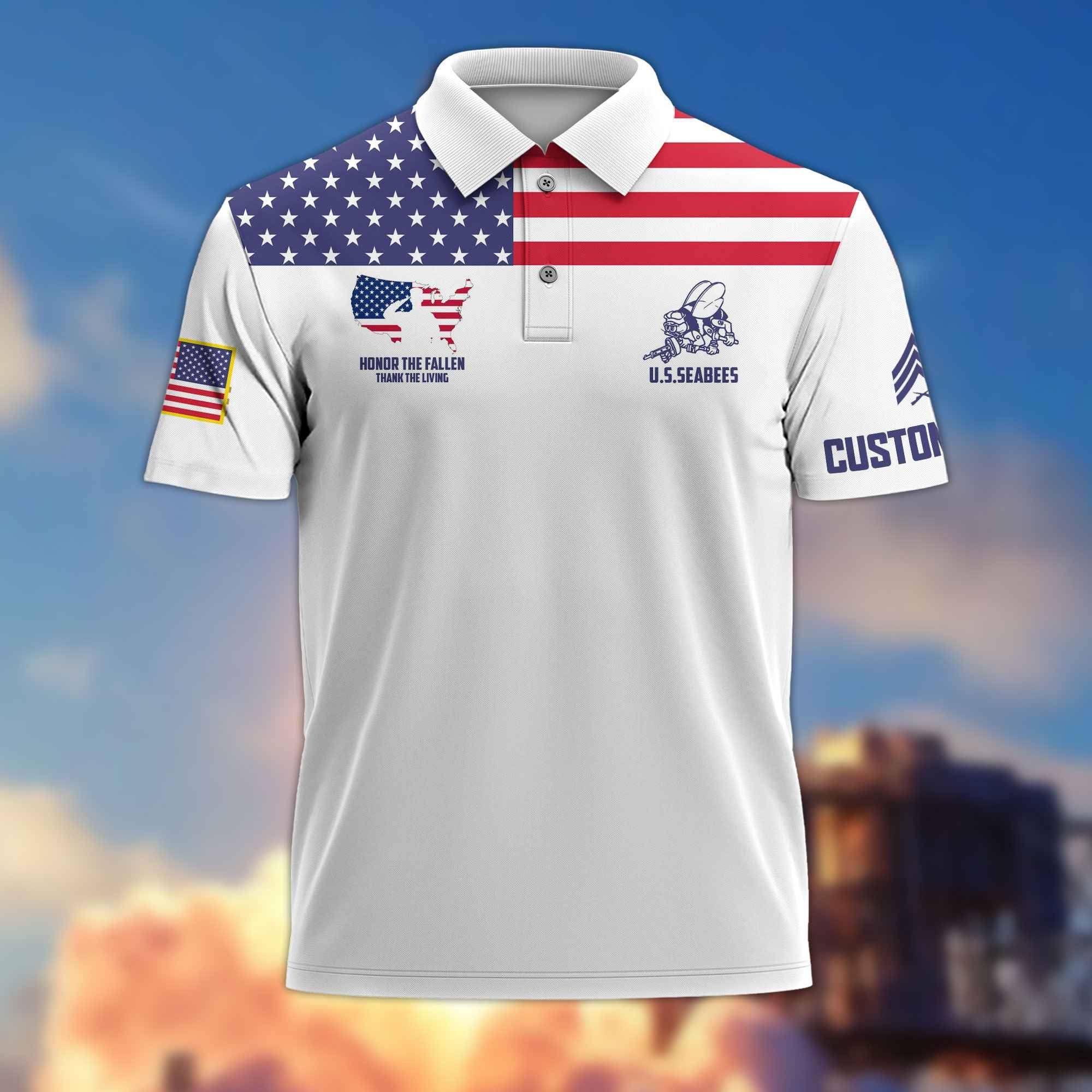 US Seabees Custom Polo Shirt VPVC215609, Gifts For Seabees Veteran, Best Gifts On Father's Day, Armed Forces Day, Independence Day, Veterans Day.