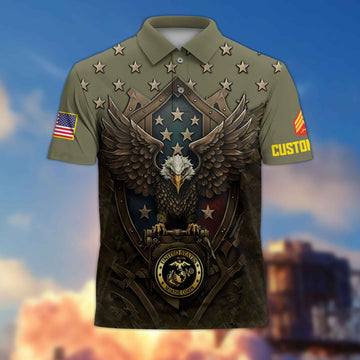 USMC Custom Polo Shirt VPVC216111, Gifts For Marine Veteran, Best Gifts On Father's Day, Armed Forces Day, Independence Day, Veterans Day.