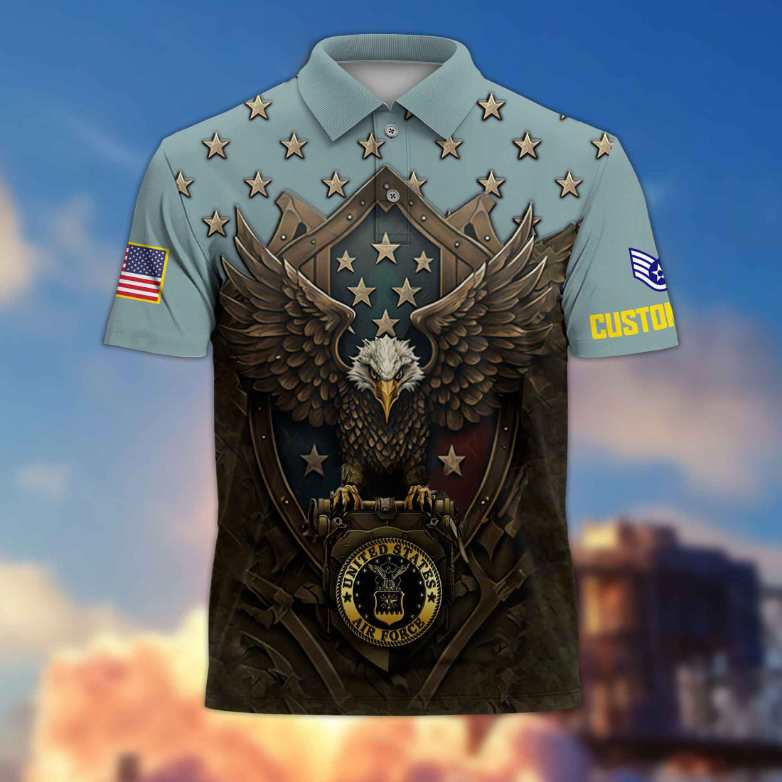 USAF Custom Polo Shirt VPVC216104, Gifts For Air Force Veteran, Best Gifts On Father's Day, Armed Forces Day, Independence Day, Veterans Day.