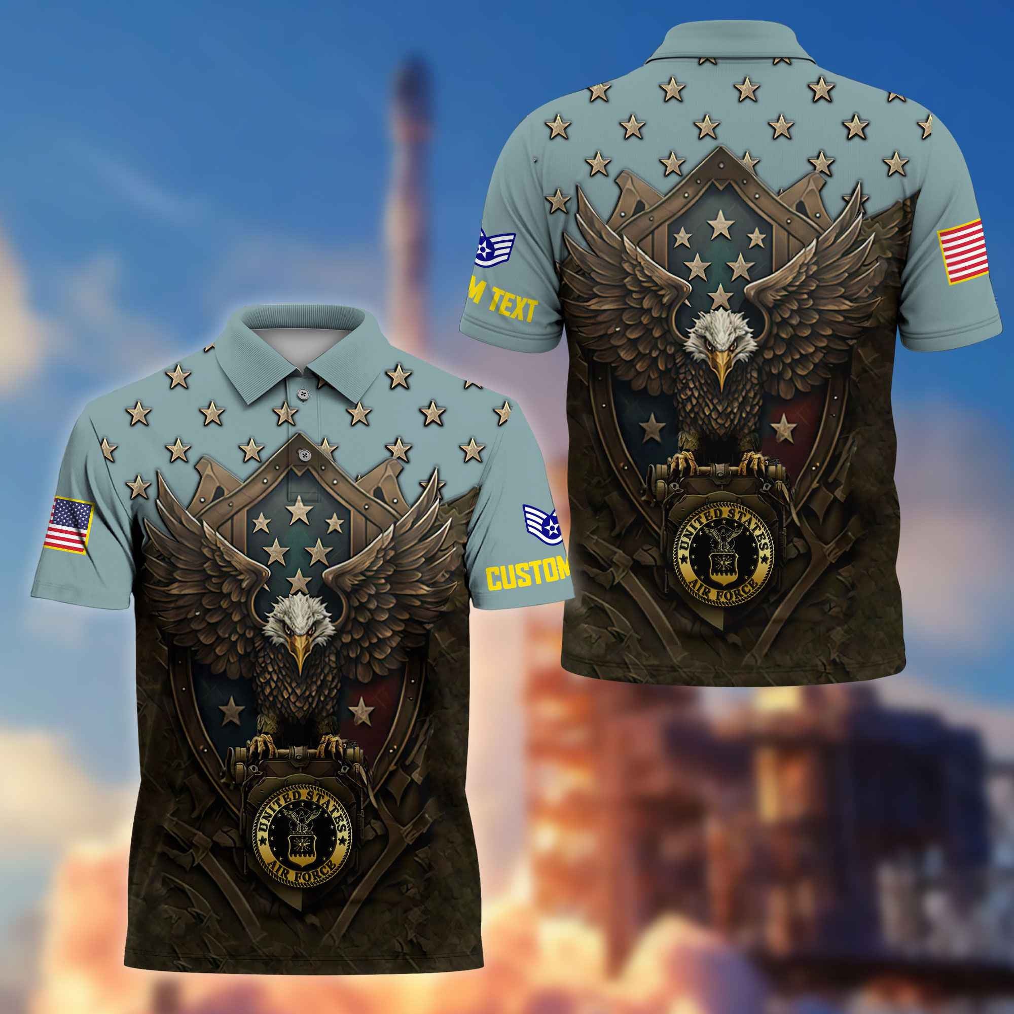 USAF Custom Polo Shirt VPVC216104, Gifts For Air Force Veteran, Best Gifts On Father's Day, Armed Forces Day, Independence Day, Veterans Day.