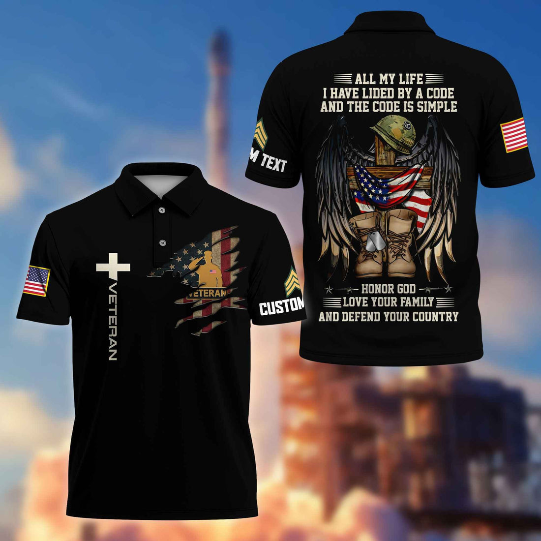 US Veteran Custom Polo Shirt VPVC216507, Gifts For US Veteran, Best Gifts On Father's Day, Armed Forces Day, Independence Day, Veterans Day.