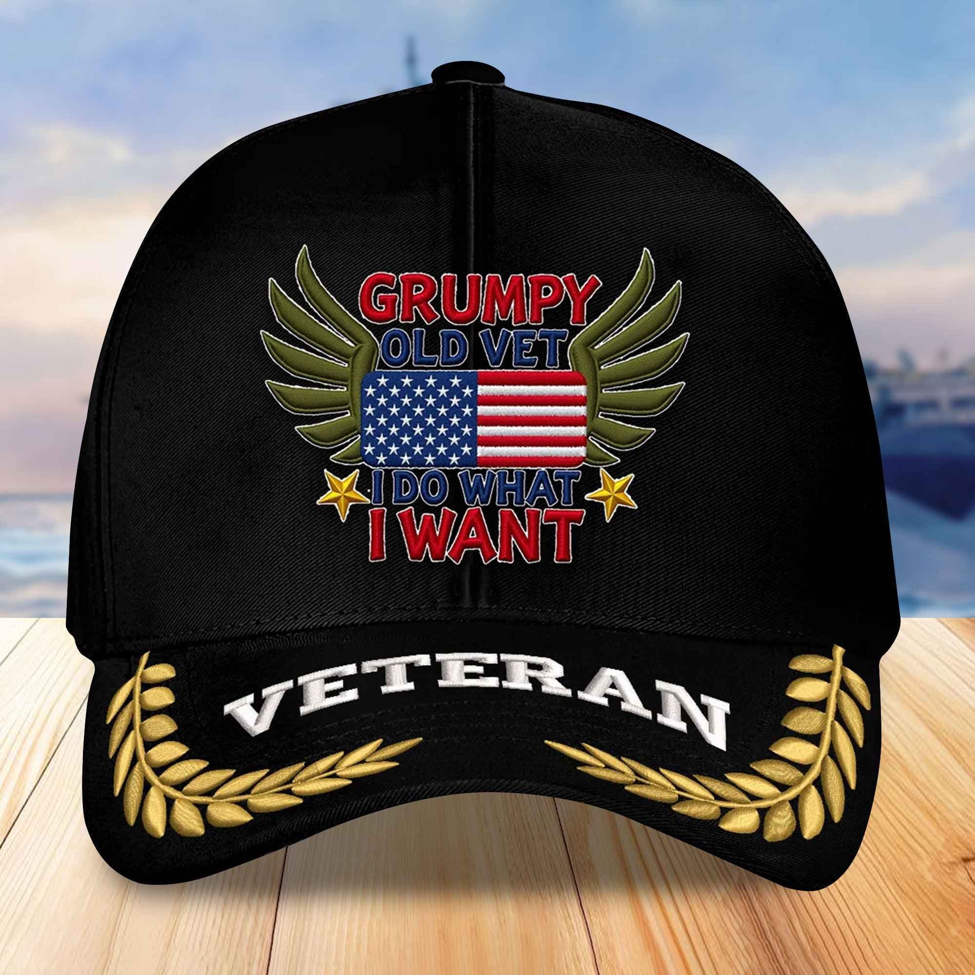 Premium US Veterans Embroidered Baseball Hats VPVC306503, Gifts For Veterans On Father's Day, Armed Forces Day, Independence Day, Veterans Day.