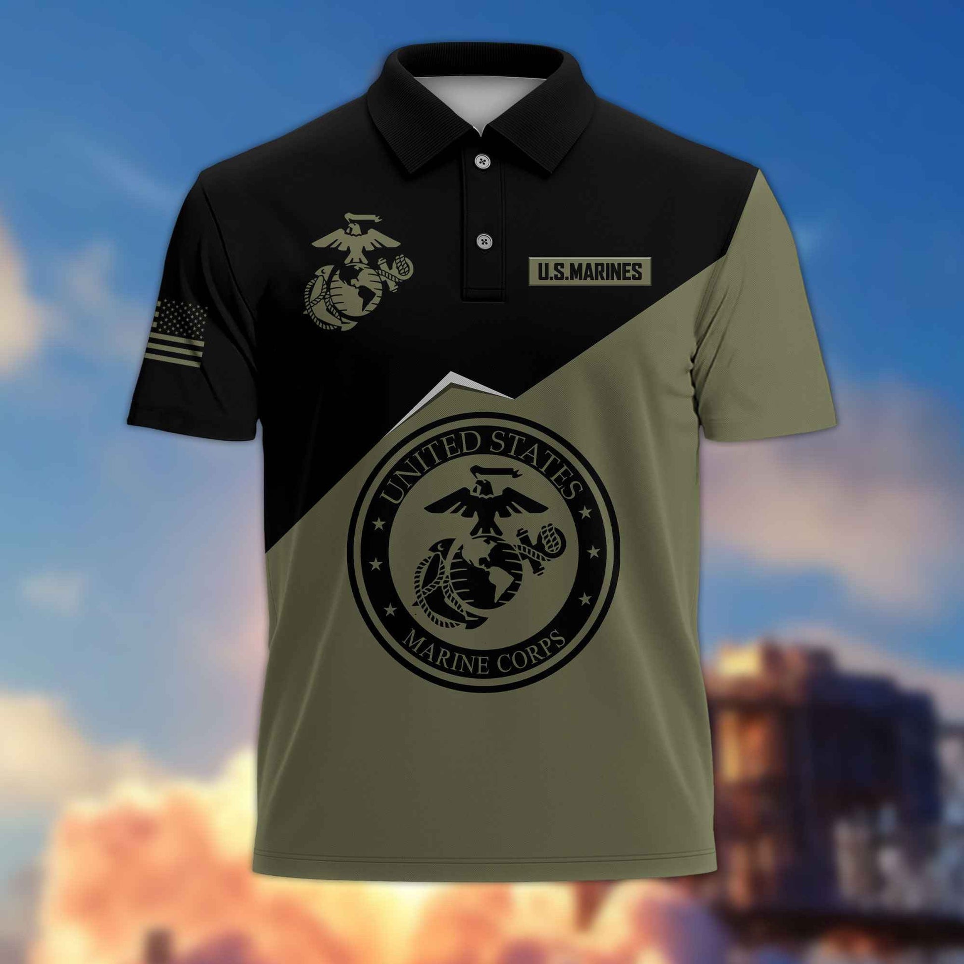 Unique USMC Polo Shirt VPVC216811, Gifts For Marine Veteran, Best Gifts On Father's Day, Independence Day, Veterans Day.