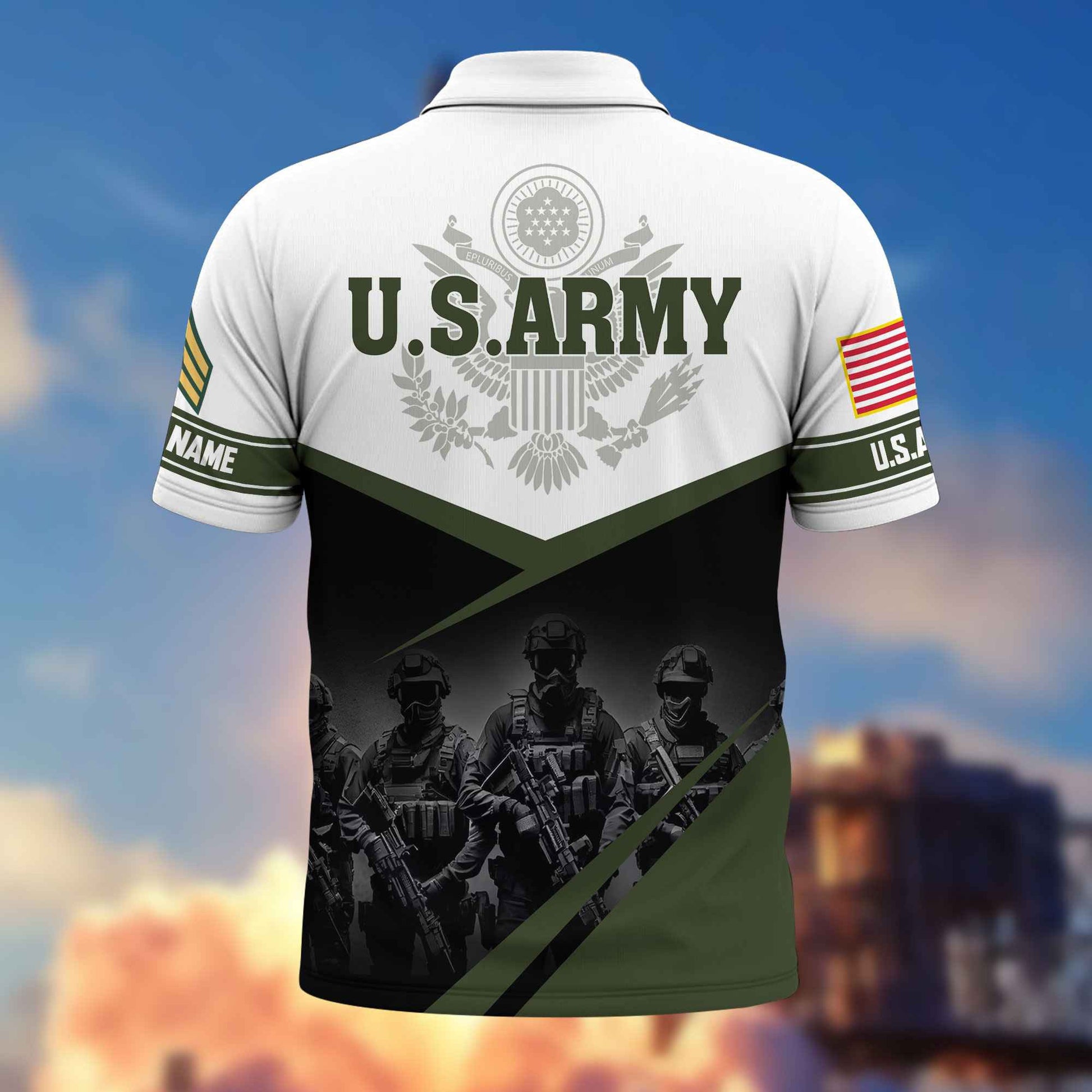 US Army Custom Polo Shirt VPVC217301, Gifts For Army Veteran, Best Gifts On Father's Day, Armed Forces Day, Independence Day, Veterans Day.