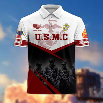USMC Custom Polo Shirt VPVC217303, Gifts For Marine Veteran, Best Gifts On Father's Day, Armed Forces Day, Independence Day, Veterans Day.