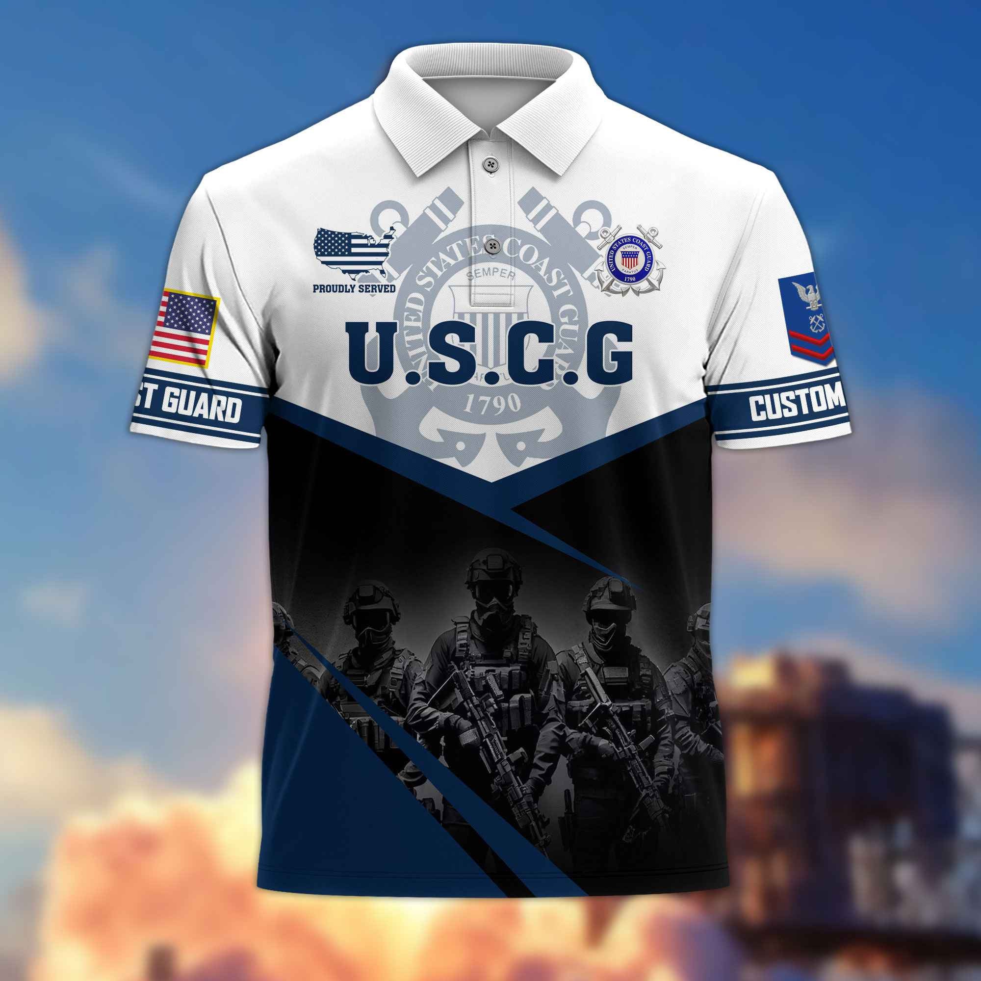 USCG Custom Polo Shirt VPVC217305, Gifts For Coast Guard Veteran, Best Gifts On Father's Day, Armed Forces Day, Independence Day, Veterans Day.