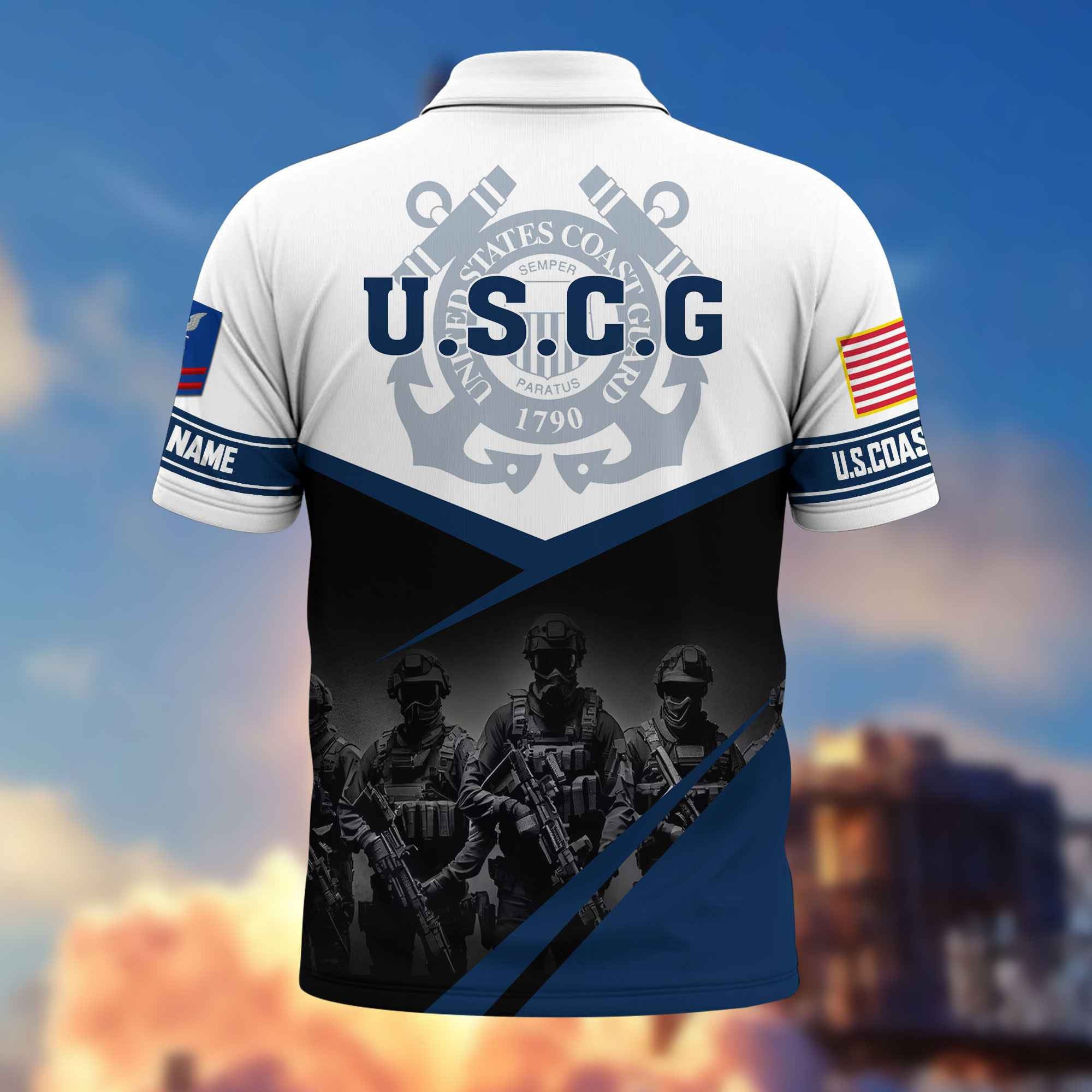 USCG Custom Polo Shirt VPVC217305, Gifts For Coast Guard Veteran, Best Gifts On Father's Day, Armed Forces Day, Independence Day, Veterans Day.