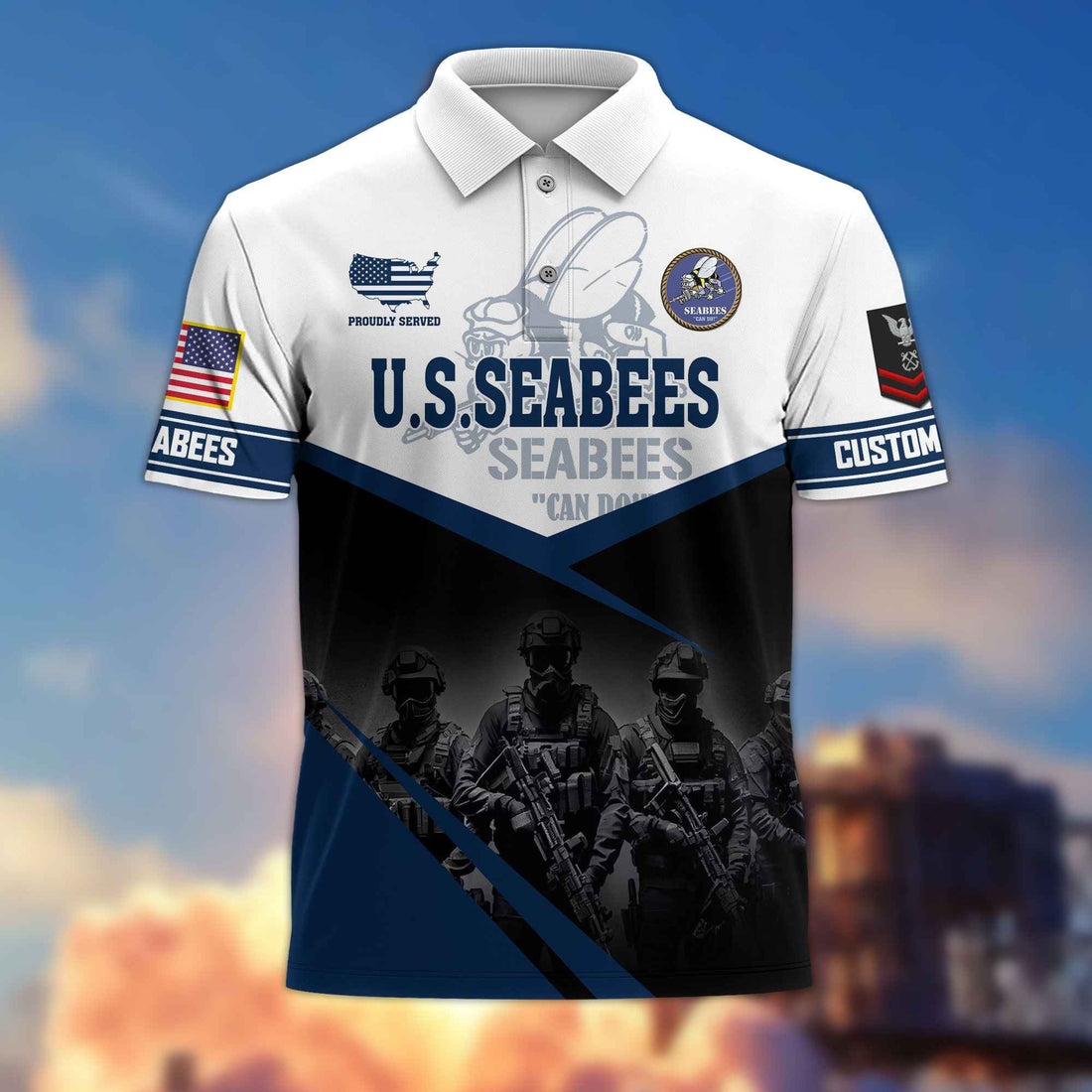 US Seabees Custom Polo Shirt VPVC217309, Gifts For Seabees Veteran, Best Gifts On Father's Day, Armed Forces Day, Independence Day, Veterans Day.