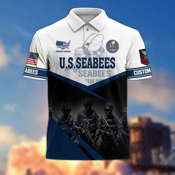 US Seabees Custom Polo Shirt VPVC217309, Gifts For Seabees Veteran, Best Gifts On Father's Day, Armed Forces Day, Independence Day, Veterans Day.