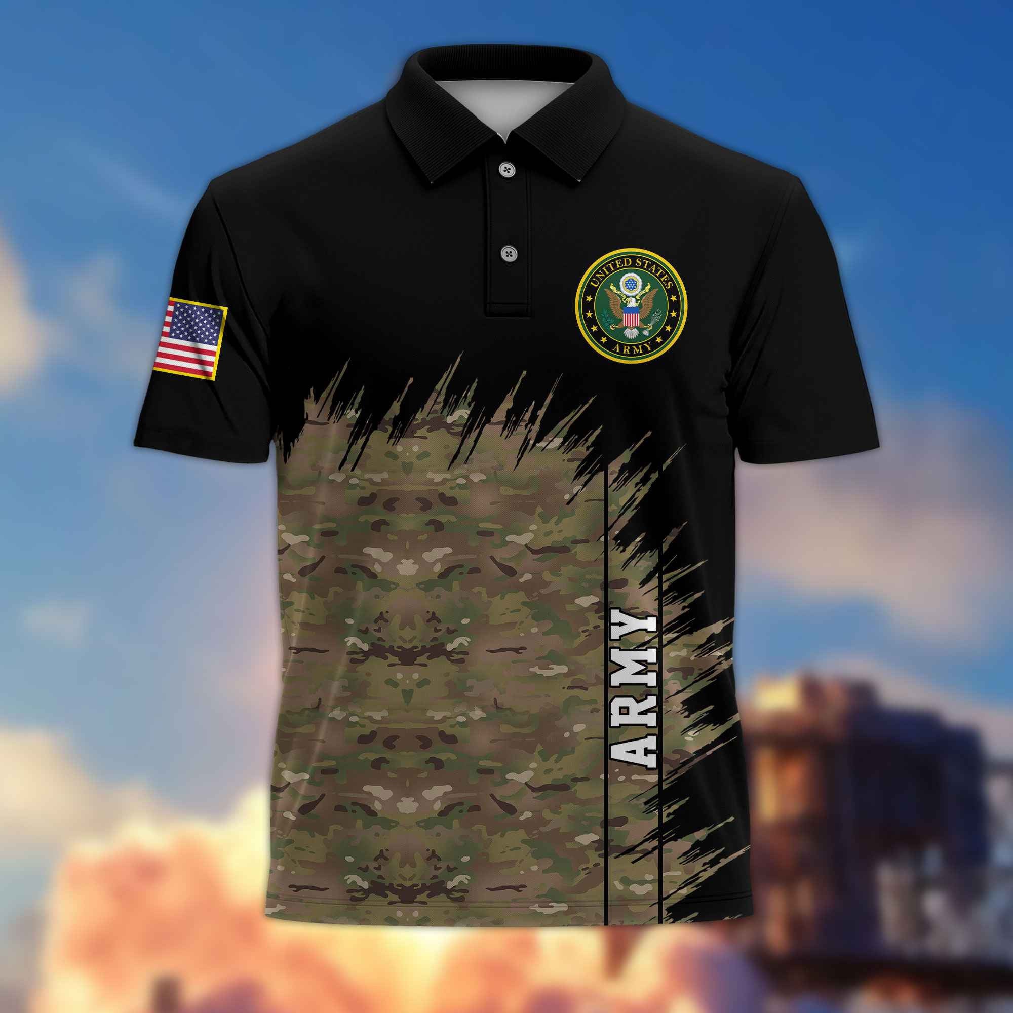 Unique US Army Polo Shirt VPVC217701, Gifts For Army Veteran, Best Gifts On Father's Day, Independence Day, Veterans Day.