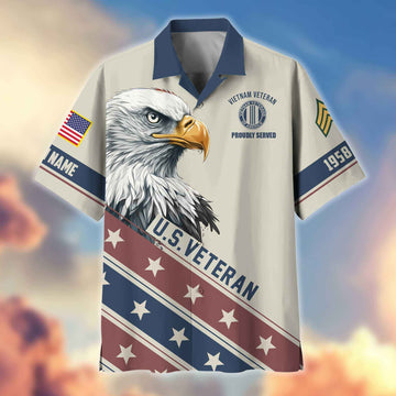 Unique Custom Name, Rank, Year, Vietnam Veteran Hawaiian Shirt VPVC404206, Gifts For Vietnam Veteran, Best Gifts On Father's Day, Independence Day, Veterans Day.