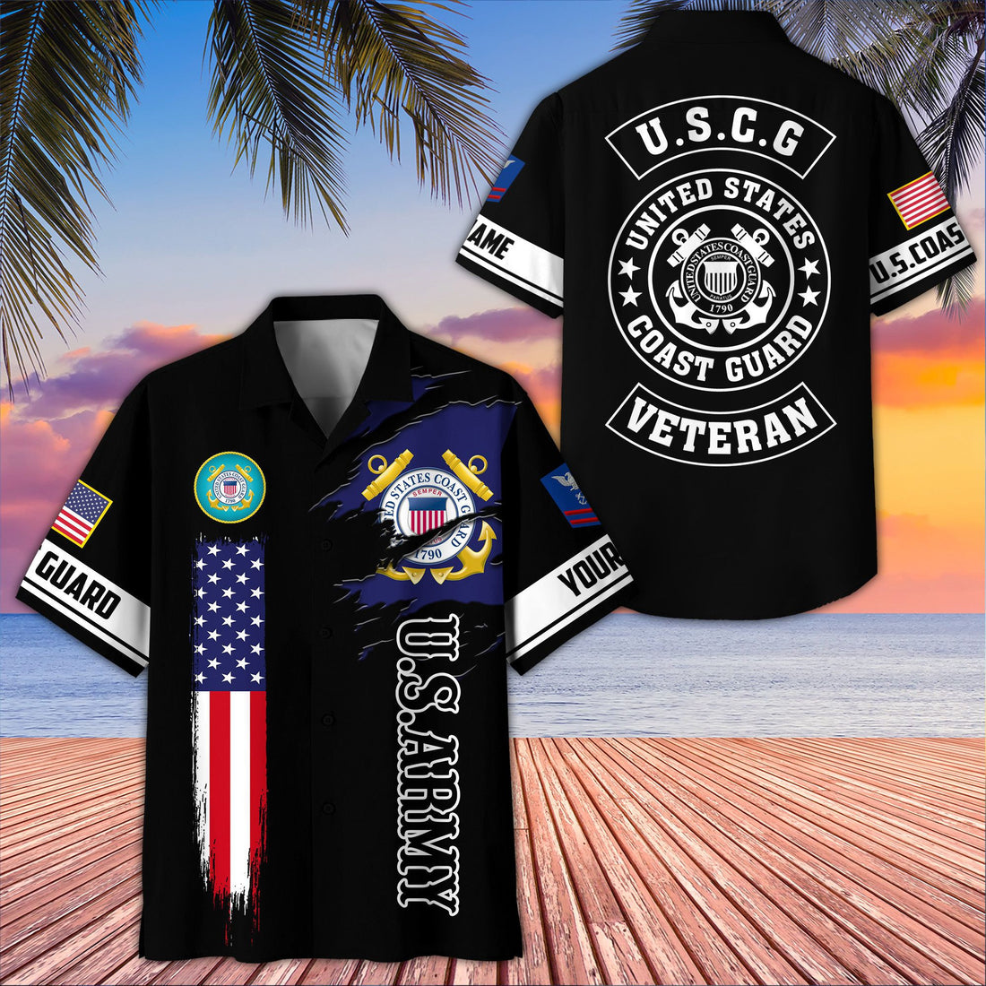Unique Custom Name, Rank, USCG Hawaiian Shirt VPVC407205, Gifts For Coast Guard Veteran, Best Gifts On Father's Day, Independence Day, Veterans Day.