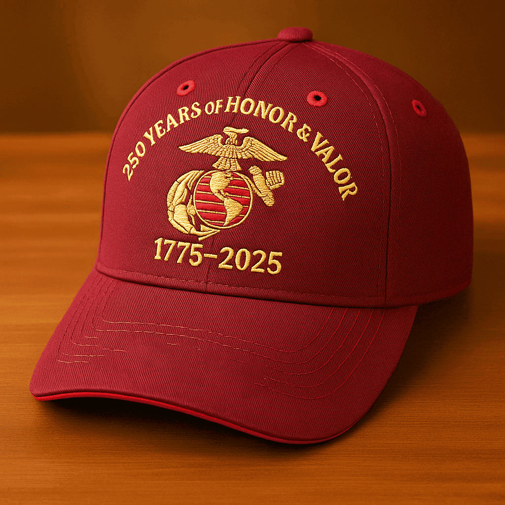 Premium USMC Embroidered Hats VPVC307807, 250th Anniversary Marine Corps Hat, Gifts For Marine Veteran, Gifts On Father's Day, Veterans Day.