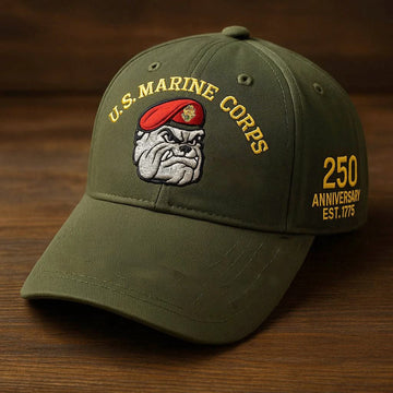 Premium USMC Embroidered Hats VPVC307810, 250th Anniversary Marine Corps Hat, Gifts For Marine Veteran, Gifts On Father's Day, Veterans Day.