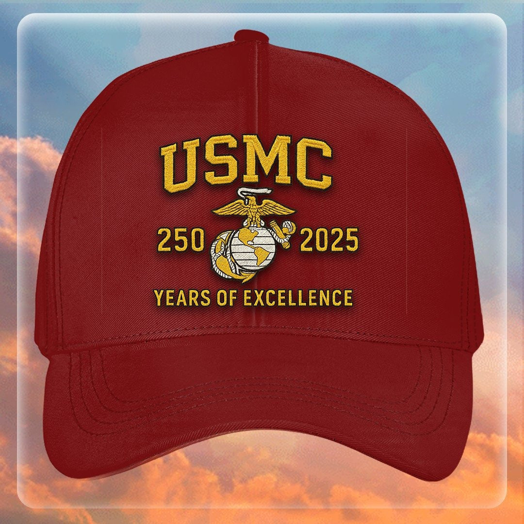 Premium USMC Embroidered Hats VPVC307835, 250th Anniversary Marine Corps Hat, Gifts For Marine Veteran, Gifts On Father's Day, Veterans Day.