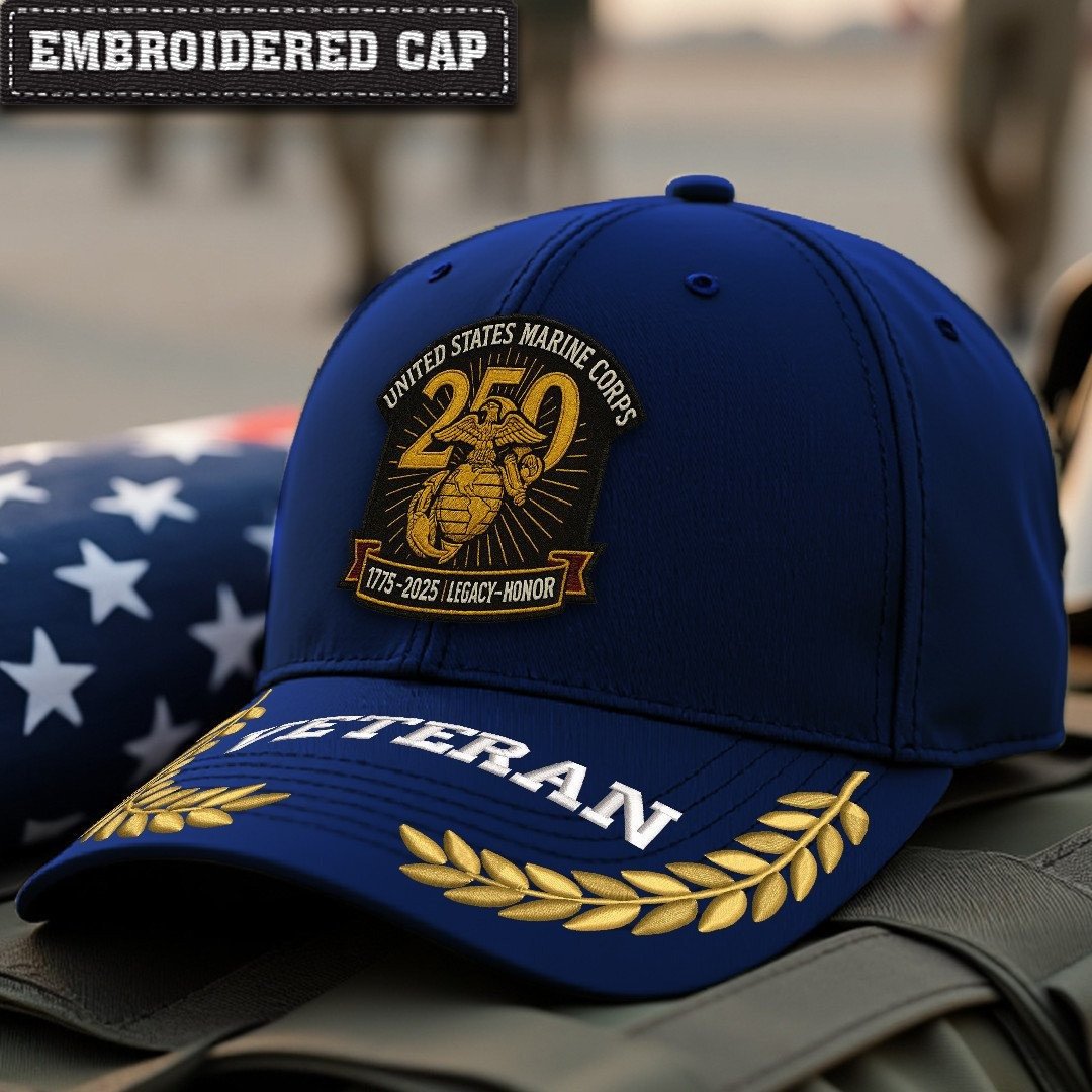 Premium USMC Embroidered Hats VPVC307841, 250th Anniversary Marine Corps Hat, Gifts For Marine Veteran, Gifts On Father's Day, Veterans Day.