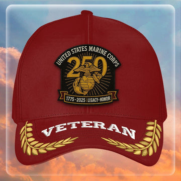 Premium USMC Embroidered Hats VPVC307842, 250th Anniversary Marine Corps Hat, Gifts For Marine Veteran, Gifts On Father's Day, Veterans Day.