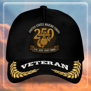 Premium USMC Embroidered Hats VPVC307843, 250th Anniversary Marine Corps Hat, Gifts For Marine Veteran, Gifts On Father's Day, Veterans Day.