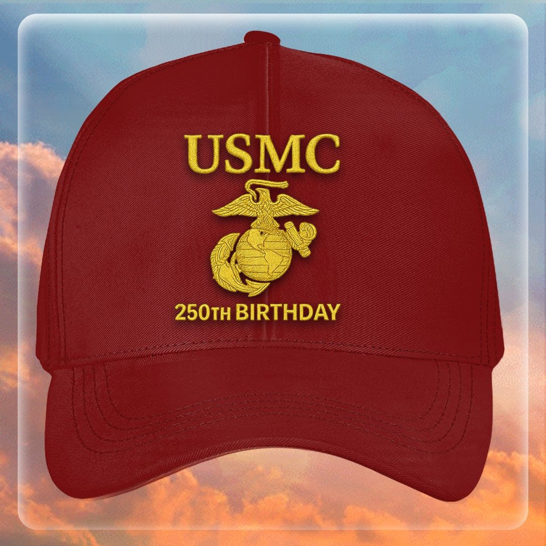 Premium USMC Embroidered Hats VPVC307867, 250th Anniversary Marine Corps Hat, Gifts For Marine Veteran, Gifts On Father's Day, Veterans Day.