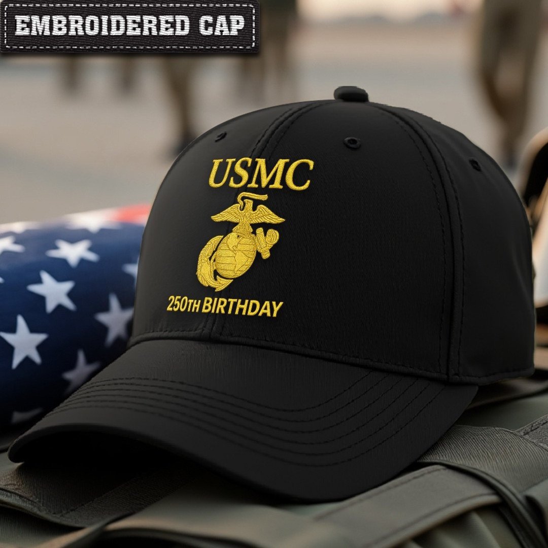 Premium USMC Embroidered Hats VPVC307868, 250th Anniversary Marine Corps Hat, Gifts For Marine Veteran, Gifts On Father's Day, Veterans Day.