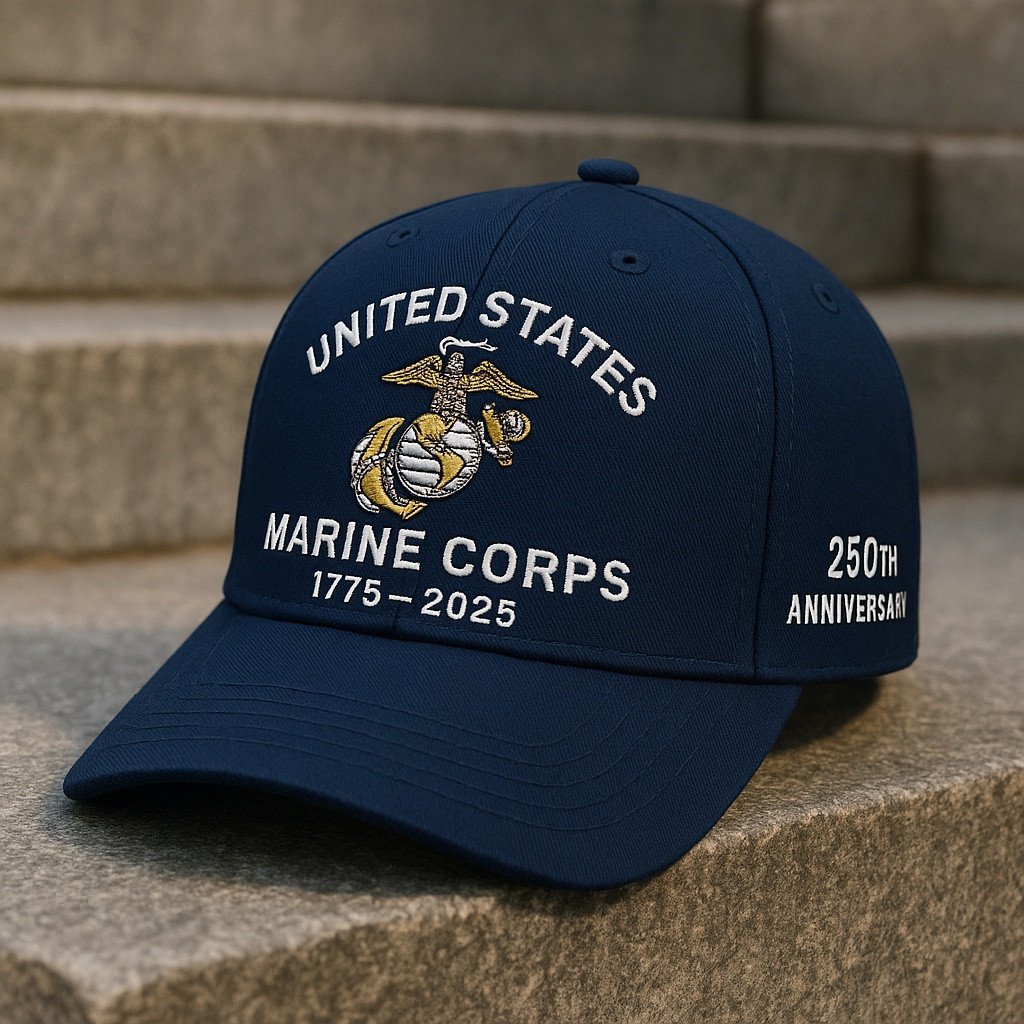 Premium USMC Embroidered Hats VPVC307943, 250th Anniversary Marine Corps Hat, Gifts For Marine Veteran, Gifts On Father's Day, Veterans Day.