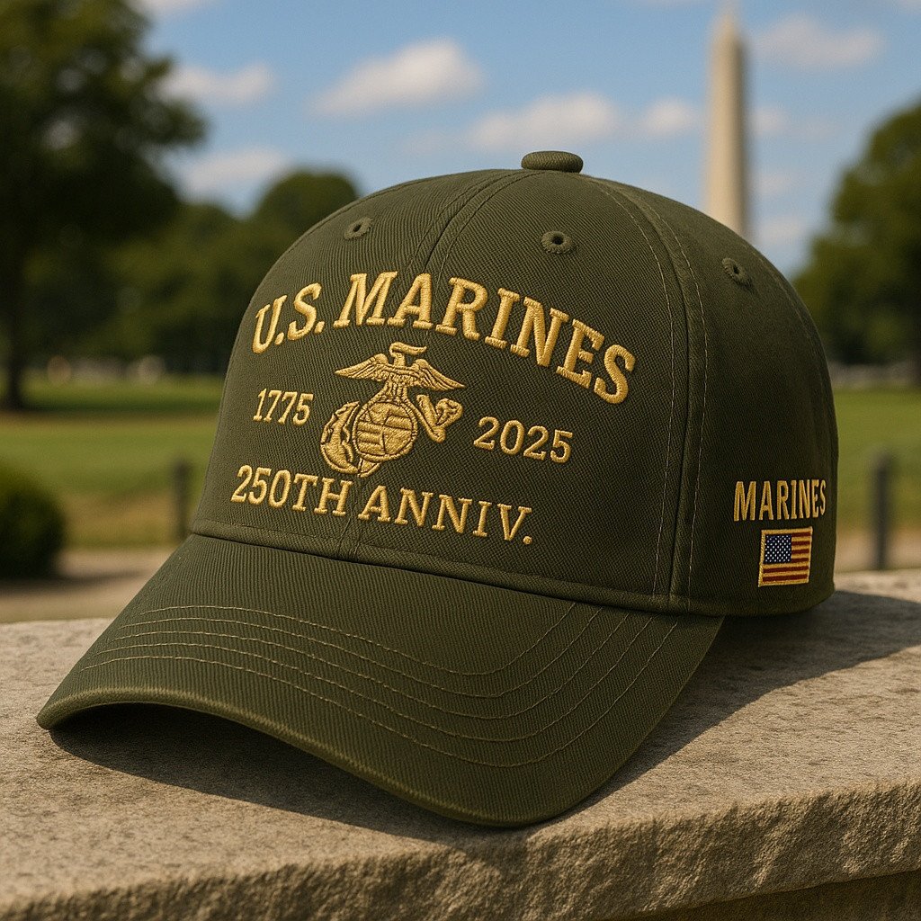 Premium USMC Embroidered Hats VPVC307945, 250th Anniversary Marine Corps Hat, Gifts For Marine Veteran, Gifts On Father's Day, Armed Forces Day, Veterans Day.