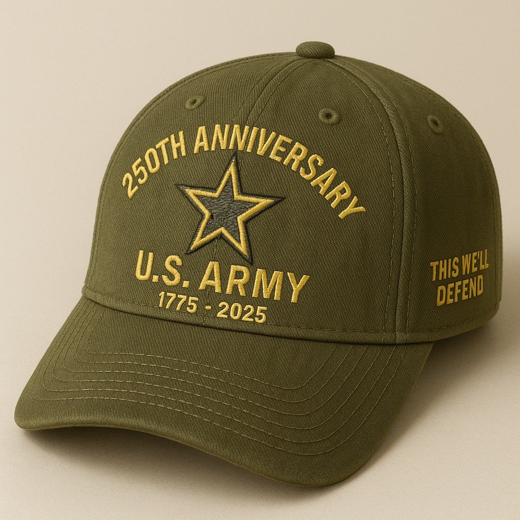 Premium 250th Anniversary Of The Army Embroidered Hats VPVC307950, Gifts For Army Veteran, Gifts On Father's Day, Armed Forces Day, Veterans Day.