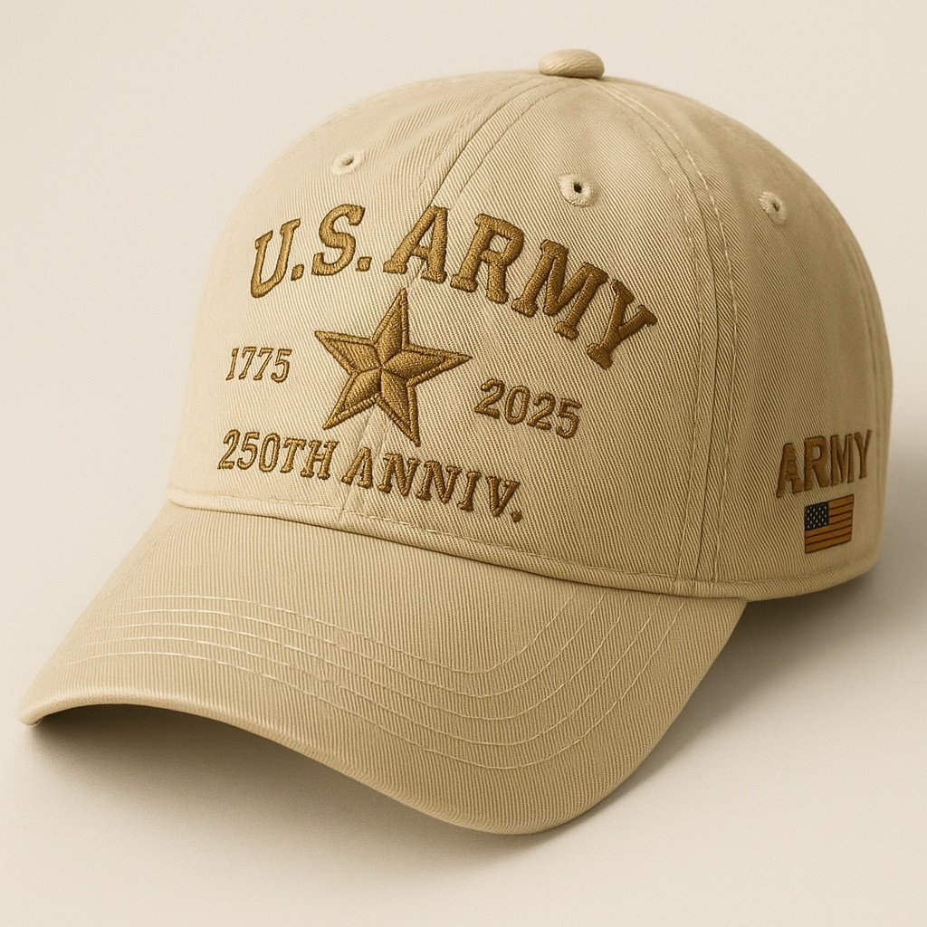 Premium 250th Anniversary Of The Army Embroidered Hats VPVC307955, Gifts For Army Veteran, Gifts On Father's Day, Armed Forces Day, Veterans Day.