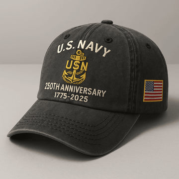 Premium US Navy Embroidered Hats VPVC308086, 250th Anniversary Navy Hat, Gifts For Navy Veteran, Gifts On Father's Day, Armed Forces Day, Independence Day, Veterans Day.
