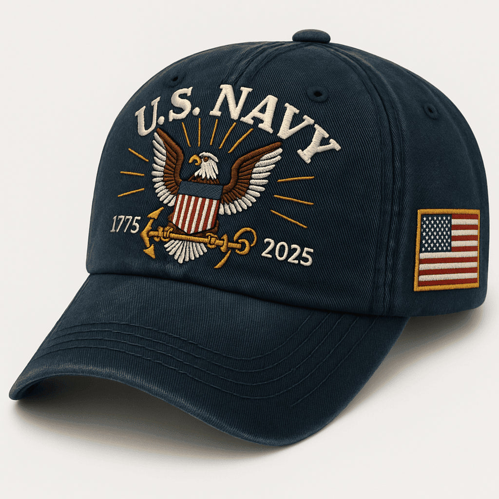 Premium US Navy Embroidered Hats VPVC308087, 250th Anniversary Navy Hat, Gifts For Navy Veteran, Gifts On Father's Day, Armed Forces Day, Independence Day, Veterans Day.