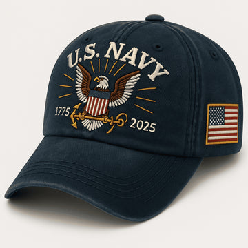 Premium US Navy Embroidered Hats VPVC308087, 250th Anniversary Navy Hat, Gifts For Navy Veteran, Gifts On Father's Day, Armed Forces Day, Independence Day, Veterans Day.