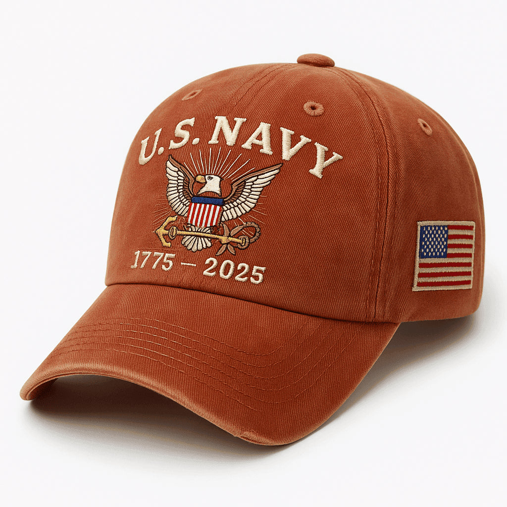 Premium US Navy Embroidered Hats VPVC308088, 250th Anniversary Navy Hat, Gifts For Navy Veteran, Gifts On Father's Day, Veterans Day.