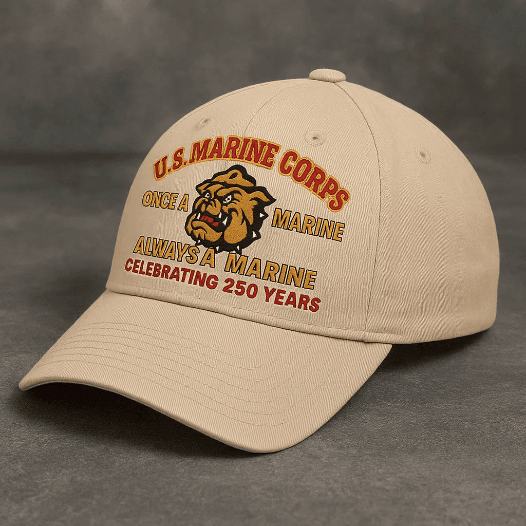 Premium USMC Embroidered Hats VPVC308097, Gifts For Marine Veteran, 250th Anniversary Marine Corps Hat, Gifts On Father's Day, Veterans Day.