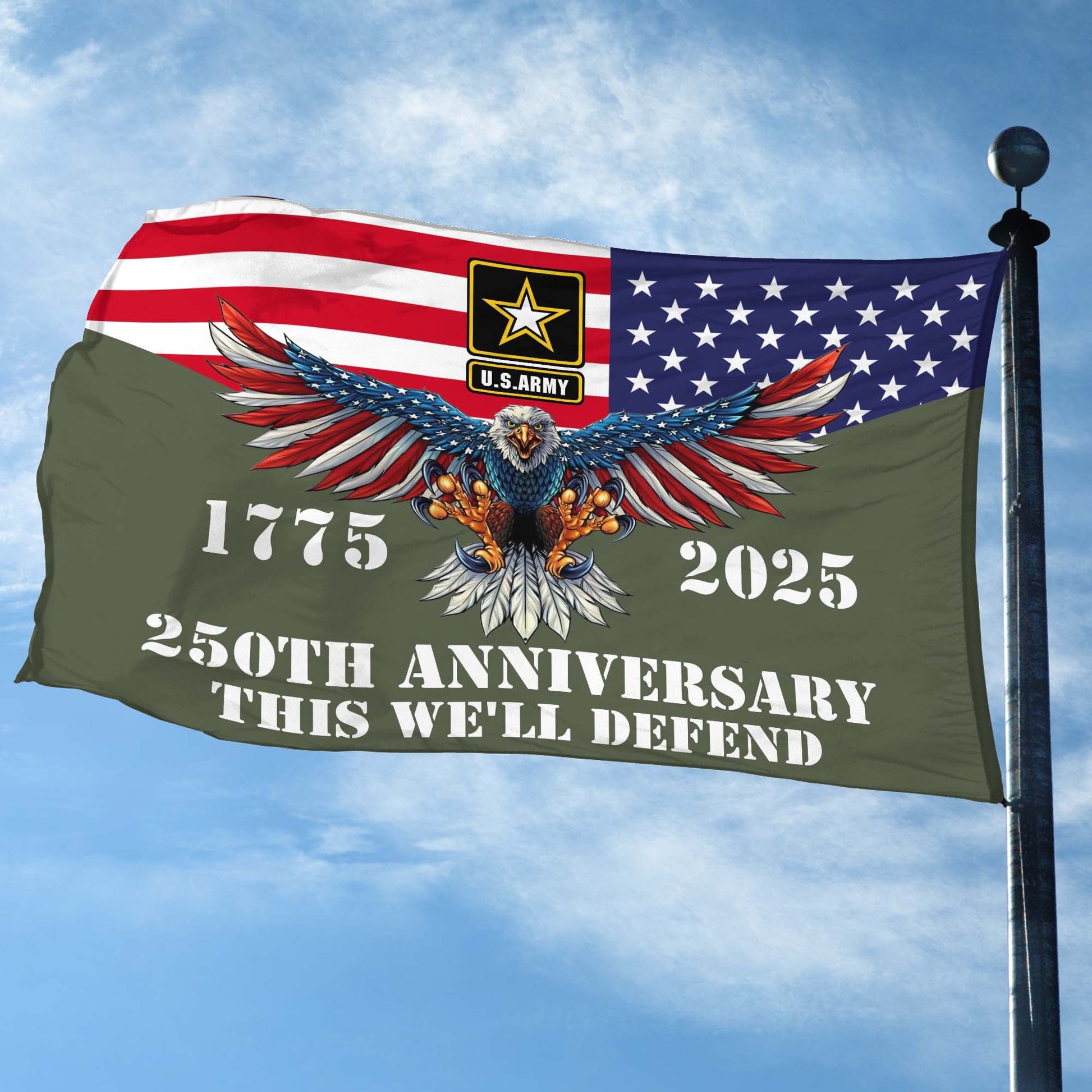 Premium 250th Anniversary Of The Army Grommet Flag VPVC120001, Gifts For Army Veteran, Best Gifts On Father's Day, Veterans Day.