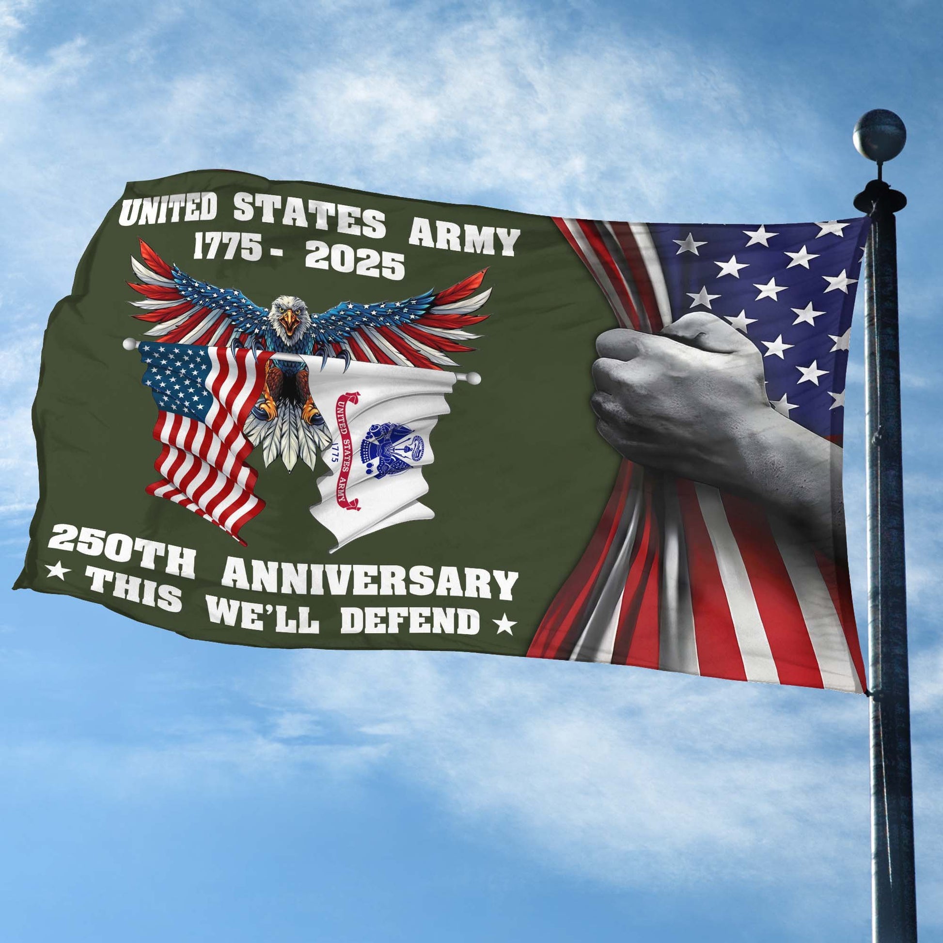 Premium 250th Anniversary Of The Army Grommet Flag VPVC120008, Gifts For Army Veteran, Best Gifts On Father's Day, Veterans Day.