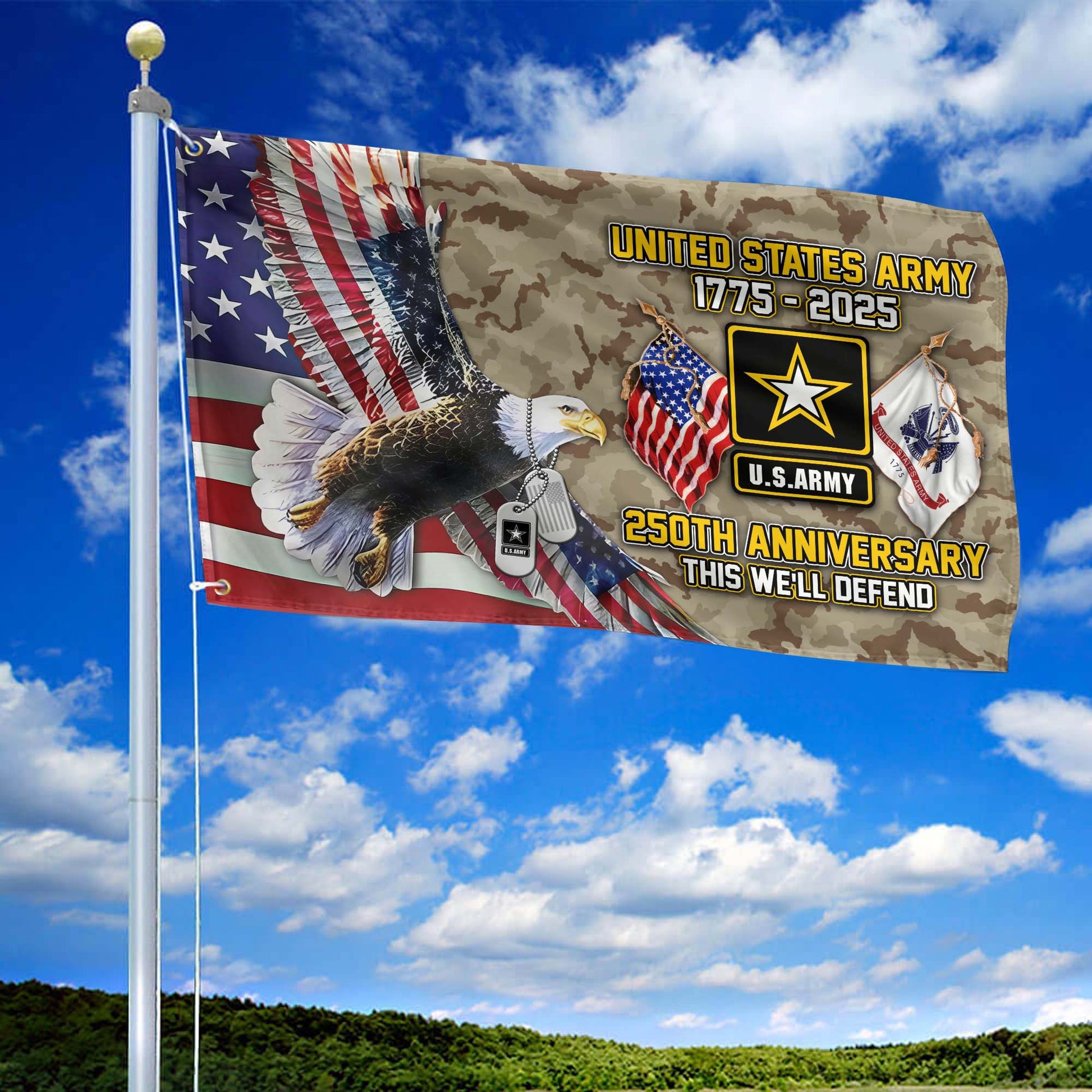 Premium 250th Anniversary Of The Army Grommet Flag VPVC120013, Gifts For Army Veteran, Best Gifts On Father's Day, Veterans Day.