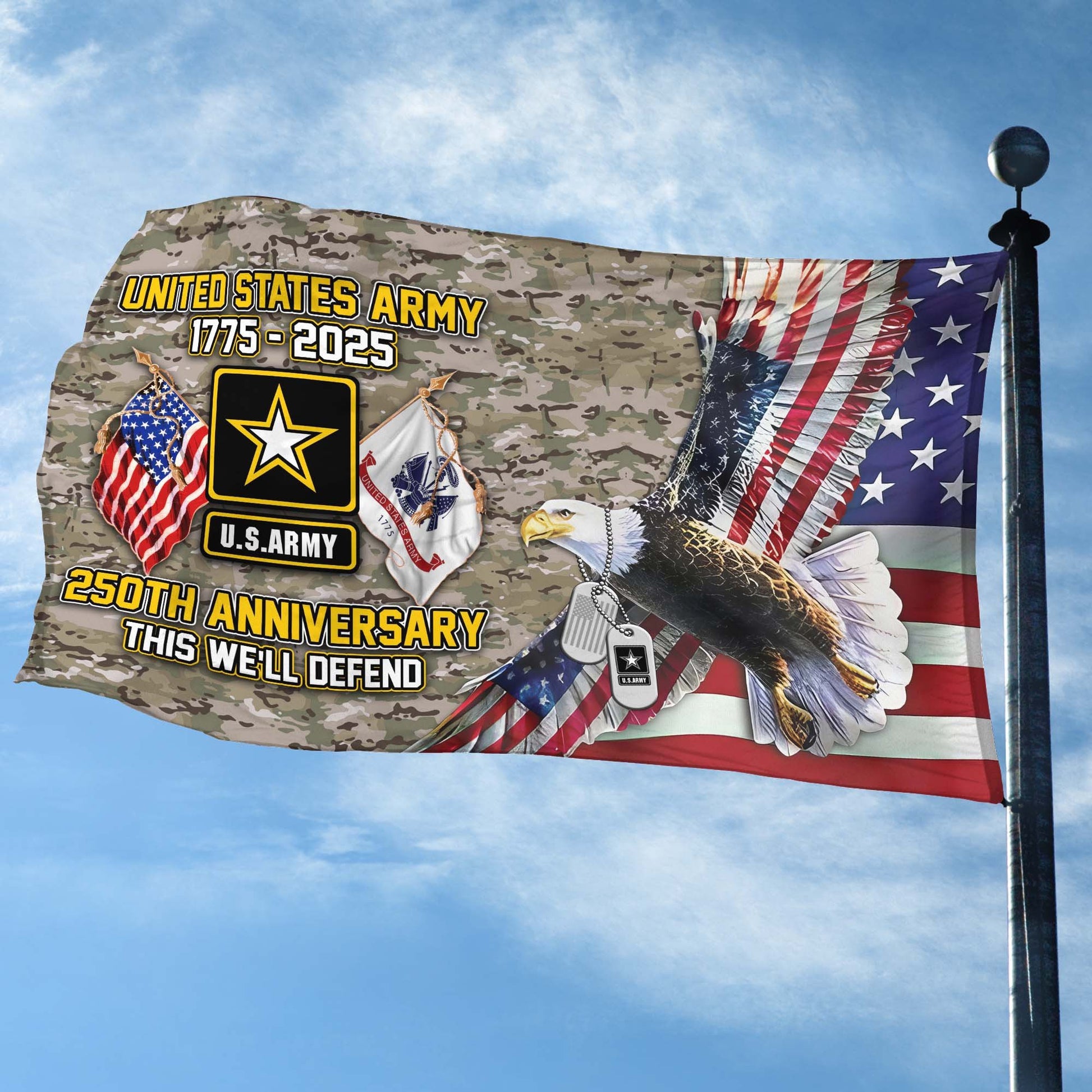 Premium 250th Anniversary Of The Army Grommet Flag VPVC120014, Gifts For Army Veteran, Best Gifts On Father's Day, Veterans Day.