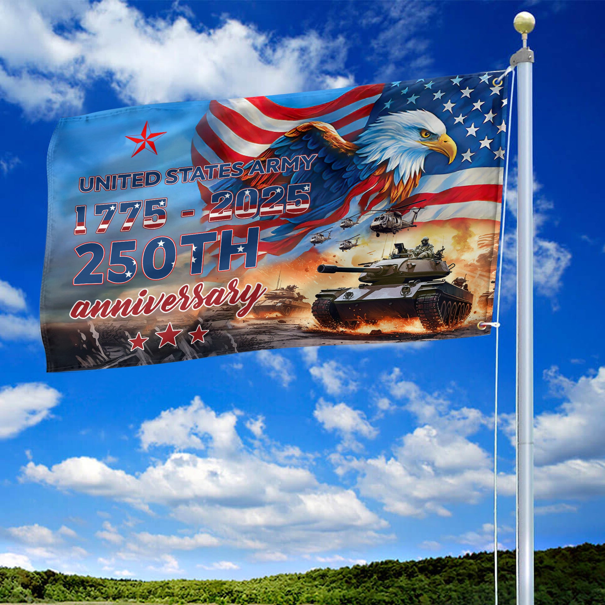 Premium 250th Anniversary Of The Army Grommet Flag VPVC120028, Gifts For Army Veteran, Best Gifts On Father's Day, Veterans Day.